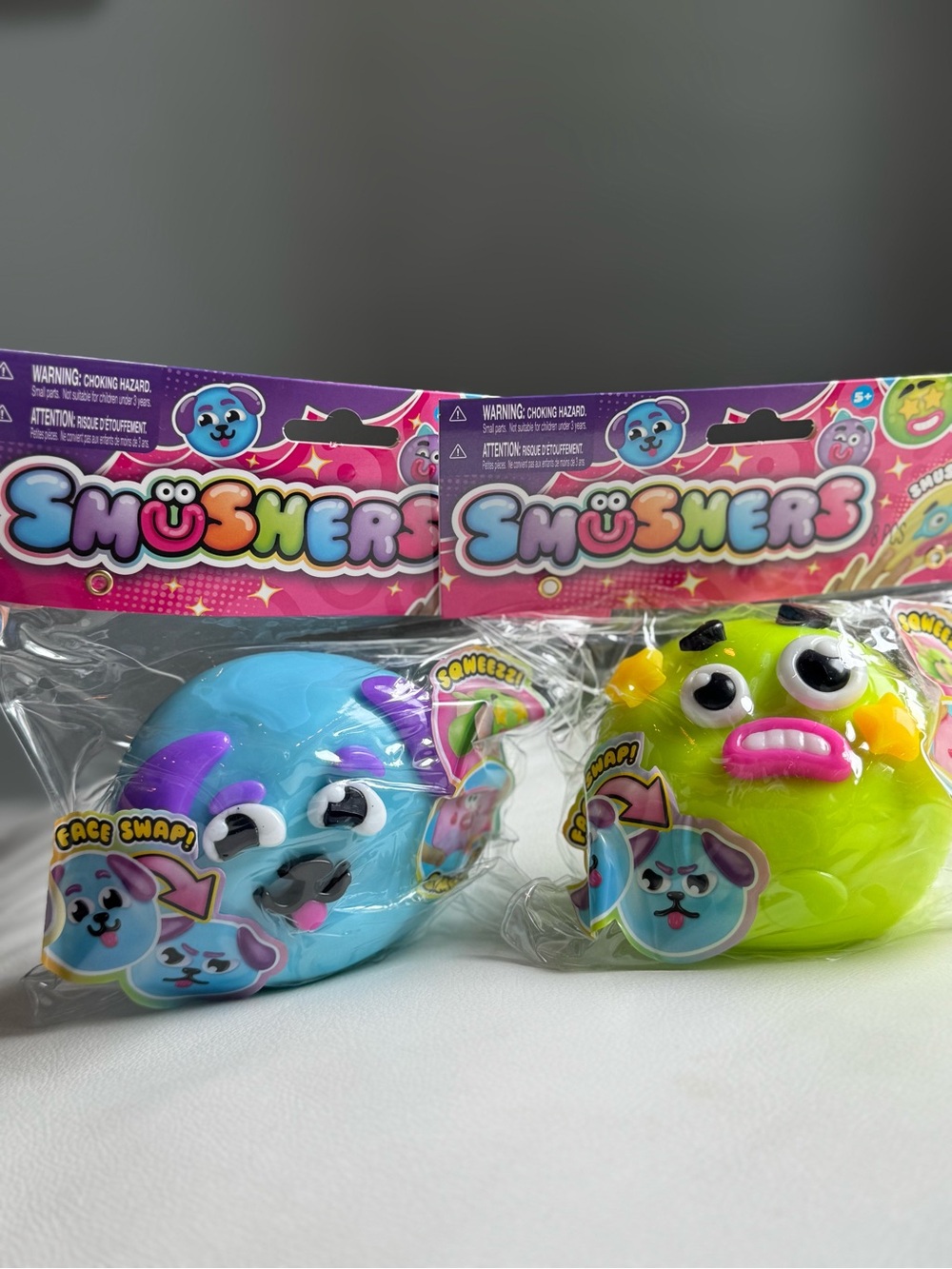 Smushers Face Swap Emoji Blue Neon Green Squishy Squeeze Viral Toy SHIPS TODAY!